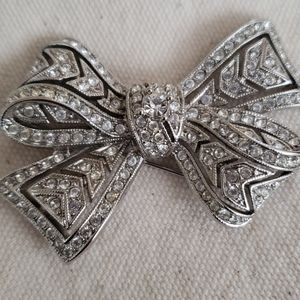 Kenneth Jay Lane Antique Crystal Bow Pin